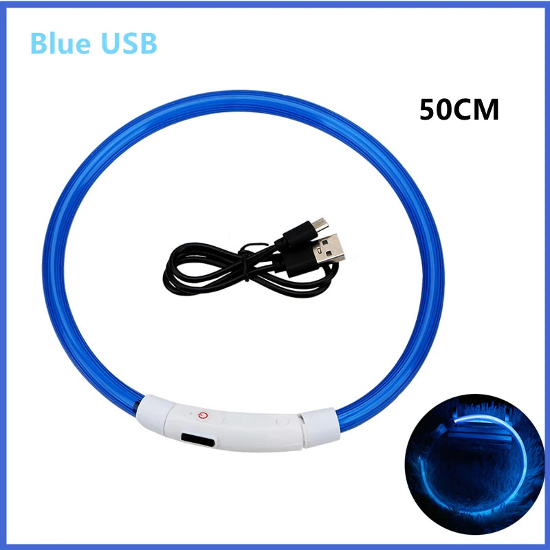 USB Rechargeable Luminous Collar Adjustable Led Glowing Dog Collar for Large Small Dogs Cat Night Light Collar Pet Safety Harnes Beauty World Shop
