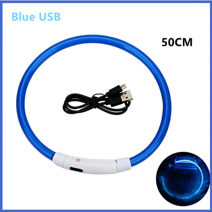 USB Rechargeable Luminous Collar Adjustable Led Glowing Dog Collar for Large Small Dogs Cat Night Light Collar Pet Safety Harnes Beauty World Shop