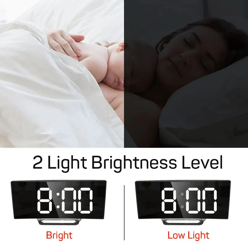 Electronic Alarm Clock Noiseless Design Digital LED Large Display Mirror Electronic Clock Digital Alarm Clock LED Mirror Clocks Beauty World Shop