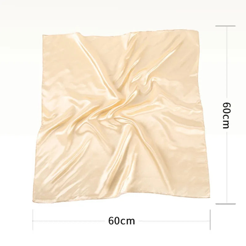 New Solid 60x60cm Square Scarf Single Imitation Silk Bright Light And Satin Performance Scarves Party Gift Beauty World Shop