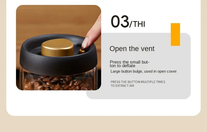 Manual Vacuum Sealed Coffee Jar High Borosilicate Glass Moisture Proof Tea Storage Container for Kitchen Coffee Beauty Trend Shop