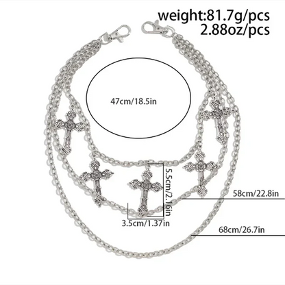 Fashion Punk Metal Pants Chain Hip Hop Waist Chain Cross Pendant Jeans Chain For Men Women Accessories Gifts Beauty World Shop