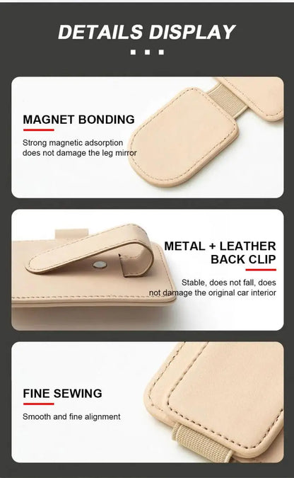 Multifunctional Pu Leather Car Sun Visor Glasses Holder Creative Sunshade Sunglasses Storage Case Magnetic Clip Pen Card Holder Beauty World Shop
