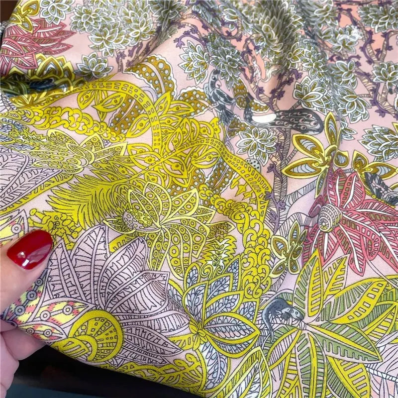 90cm Silk Twill Square Scarf For Women Spring Print Hair Band Hijab Foulard Sunsceen Neckerchief Shawl Wraps Echarpe New Beauty World Shop