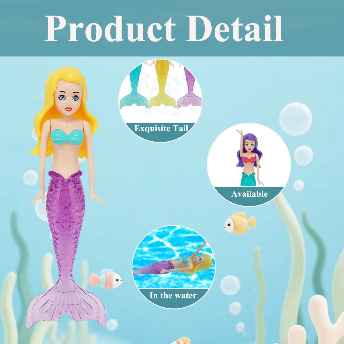 4/3 PCS 1 bag Mermaid Water Play Toys Different Style for Swimming Children Game in Sun Pool/Beach/Bath Time Gift Color Random Beauty World Shop