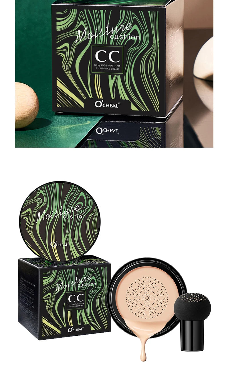 Ocheal BB Cream Air Cushion Compact Make Up Foundation Concealer Cream for Face Cosmetics Makeup Mushroom Head Puff Beauty World Shop