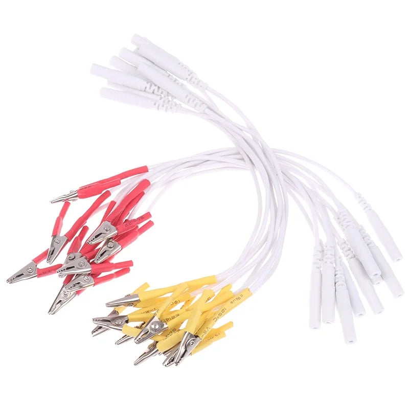 10Pcs 2mm Pin TENS/EMS Alligator Clip Cables - Electrode Wire Accessories for Hwato SDZ-II Electronic Acupuncture Device Beauty World Shop