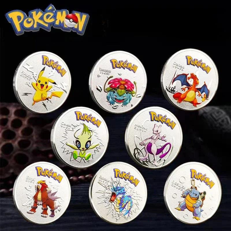Pokemon commemorative Coin Metal Coins Anime Commemorative Coin Charizard Pikachu Golden Pokemon Cards Round Metal Coin Toy Gift Beauty World Shop