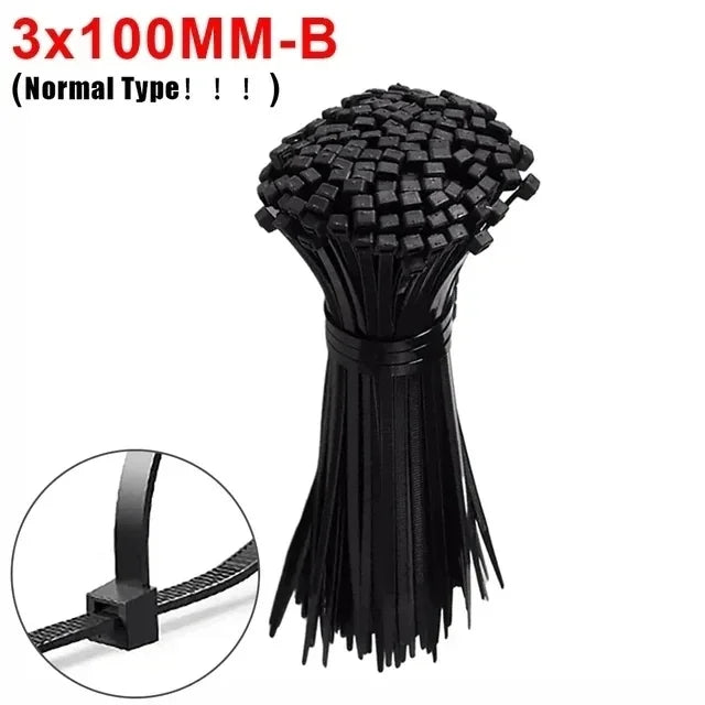 500/100PCS Screw Hole Cable Ties Reusable Fixed Nylon Cable Ties Self-locking Cord Ties Straps Fastening Loop Office Organizer Beauty World Shop