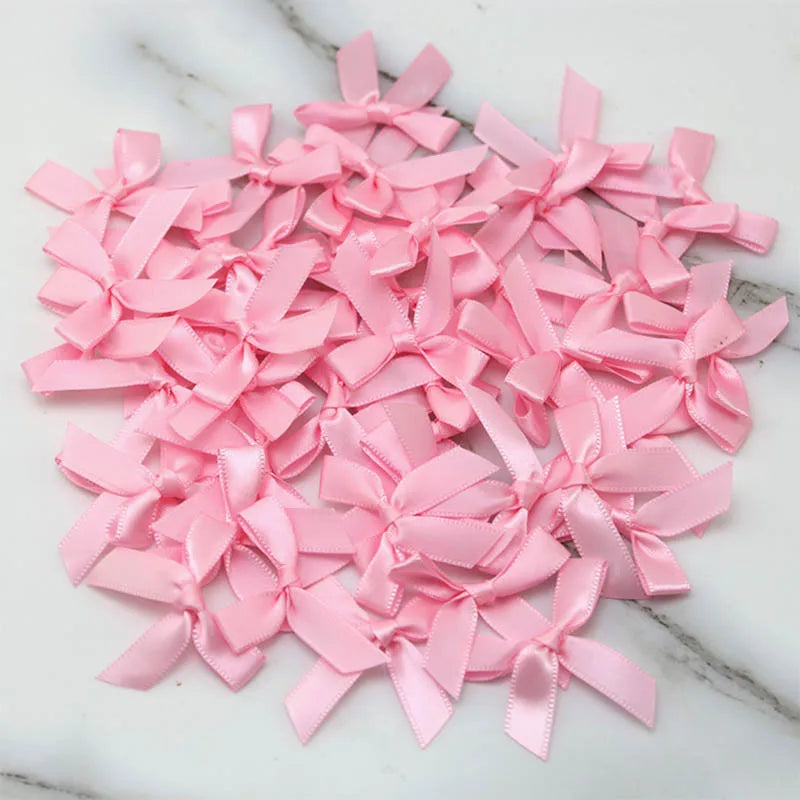 (50 Pcs) 4*4cm Colourful Ribbon Bows Small Size Polyester Satin Ribbon Bow Flower DIY Craft Decoration Beauty World Shop