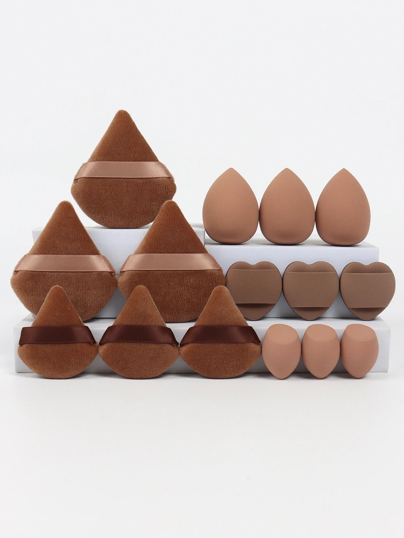 Multi Effect 15 Piece Set 3 Loose Powder Puffs&3 Mini Loose Powder Puffs&3 Medium-Sized Eggs&3 Mini Eggs&3 Air Cushions. Founda Beauty World Shop