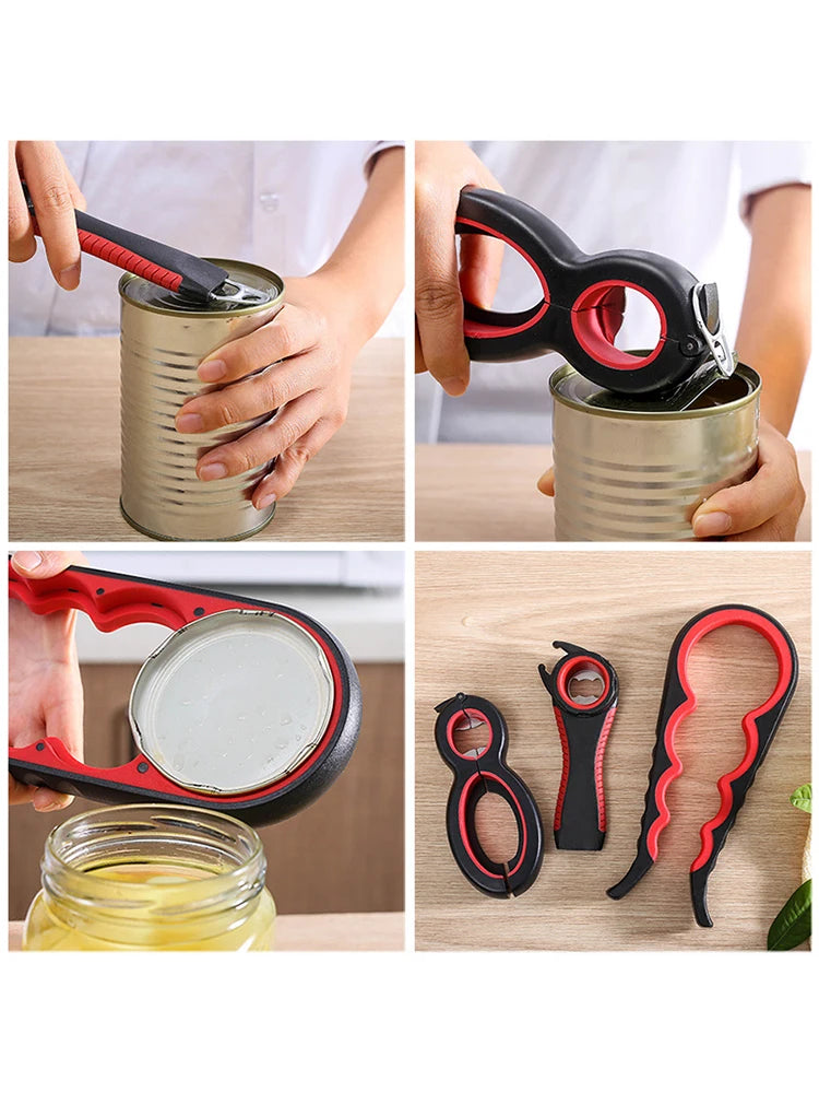 Multifunctional 6-in-1 Jar Opener And 4-in-1 Bottle Opener with Non-Slip Lids Gripper - Kitchen Tool for Easy Opening Beauty Fashion