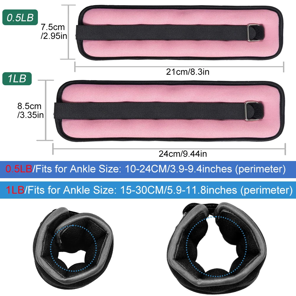 1Pair Adjustable Ankle & Wrist Weights (0.5kg/1kg) - Neoprene Leg Arm Straps for Running, Yoga - Strength Training for Women Men Beauty World Shop