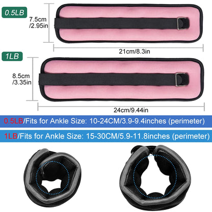 1Pair Adjustable Ankle & Wrist Weights (0.5kg/1kg) - Neoprene Leg Arm Straps for Running, Yoga - Strength Training for Women Men Beauty World Shop