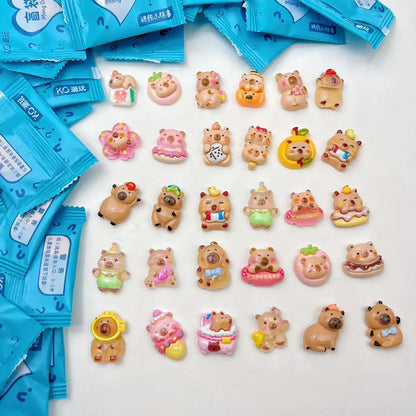 50 pcs Glow Resin Animals & Capybaras Mystery Blind Bags - Mini Fairy Garden Gift Box Decor Beauty World Shop