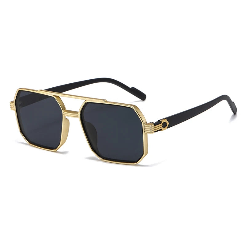 Hiking New Fashion Double Beam Polygonal Anti Light Glasses Retro Personalized Trendy Large Frame Eyewear European and American Beauty World Shop
