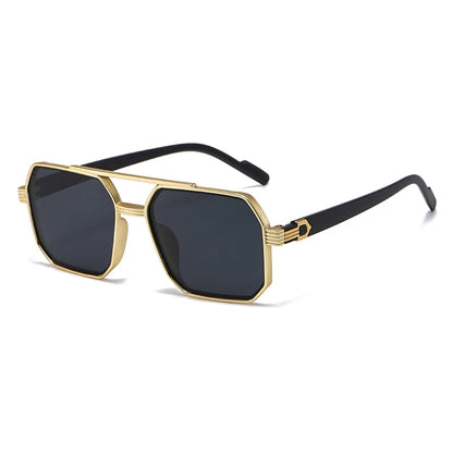 Hiking New Fashion Double Beam Polygonal Anti Light Glasses Retro Personalized Trendy Large Frame Eyewear European and American Beauty World Shop