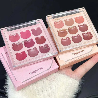 Cappuvini 9 Colors Velvet Lip Mousse - Matte & Natural Finish, Long-Lasting Non-Drying, Cute Bear Design for Youthful Look, Beauty Trend Shop