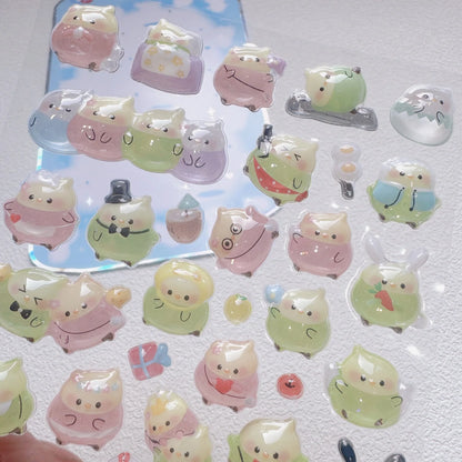 NEKONI Cute Animals Seal Bear Penguin 3D Stickers Scrapbooking DIY Journaling Stationery Diary Cute Stickers School Supply Beauty World Shop