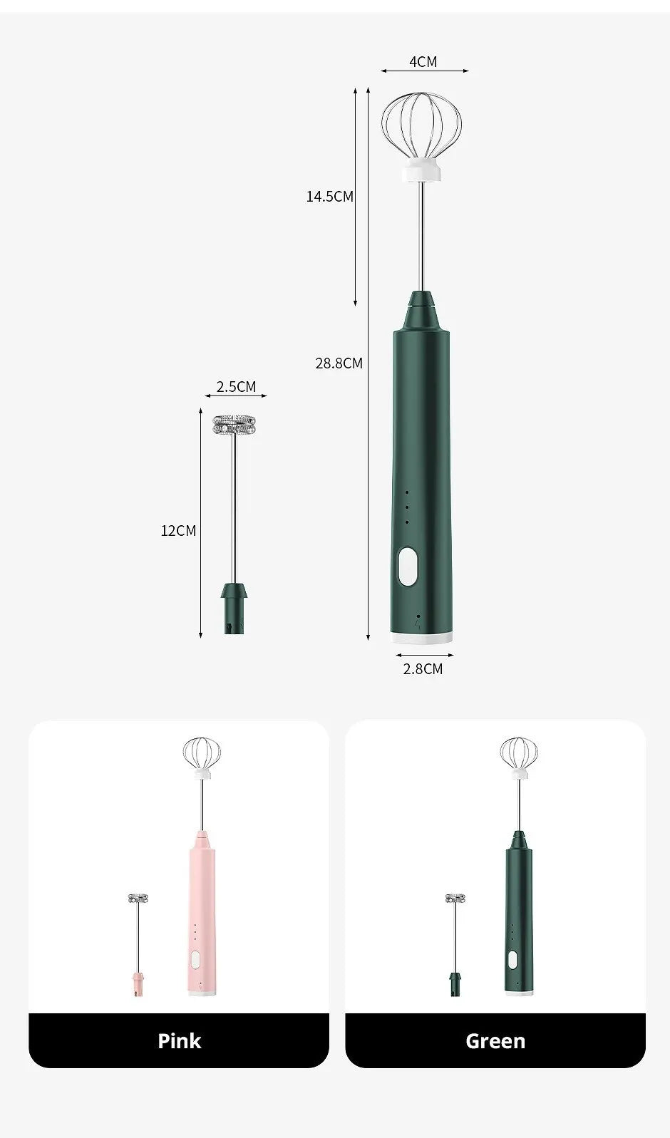1 PCS USB Rechargeable Handheld Egg Beater 3 Speeds Electric Milk Frother Foam Maker Mixer Coffee Drink Frothing Wand Foamer Beauty World Shop