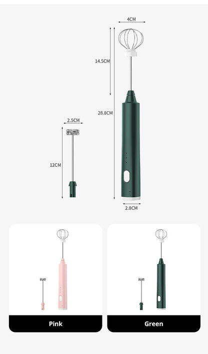 1 PCS USB Rechargeable Handheld Egg Beater 3 Speeds Electric Milk Frother Foam Maker Mixer Coffee Drink Frothing Wand Foamer Beauty World Shop