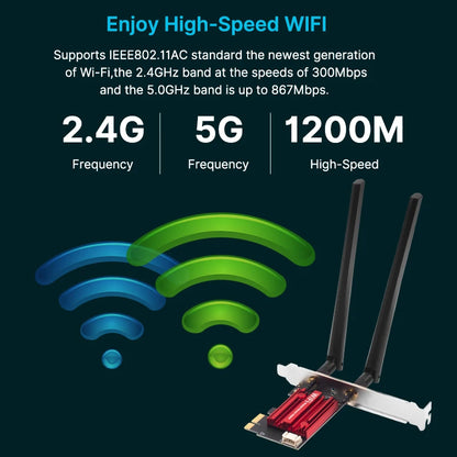 FENVI WiFi 5 PCI-E Wireless Adapter AC1200 Network Card Dual Band 2.4G/5GHz 802.11AC For Bluetooth 4.0 Desktop Windows 7/8/10/11 Beauty World Shop
