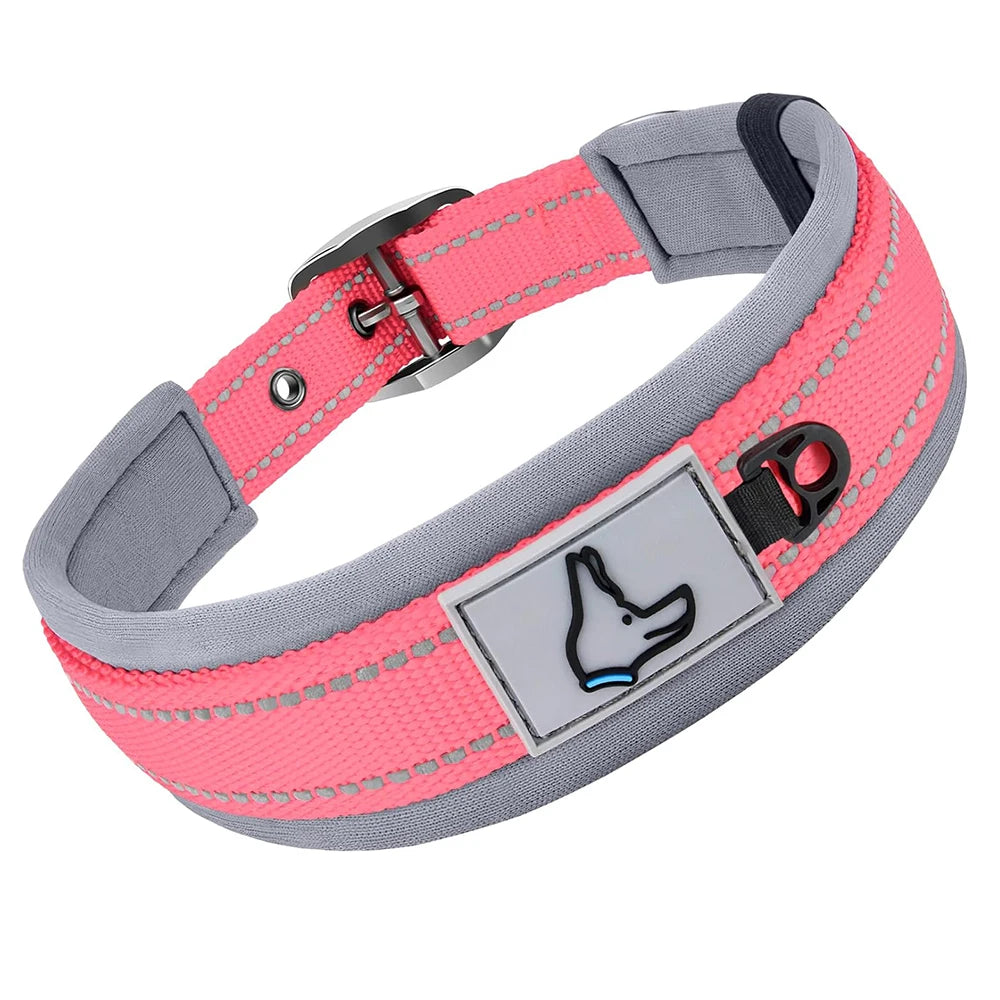Padded Dog Collars for small Medium large Dogs Reflective Wide Pet Collars Adjustable Heavy Duty Nylon Neoprene Dog Collar Beauty World Shop