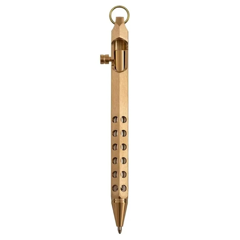Portable Brass Pen Medium Point 1.0mm Retro Ballpoint Pen Bolt Action Smooth Writing Signature Pen Beauty World Shop