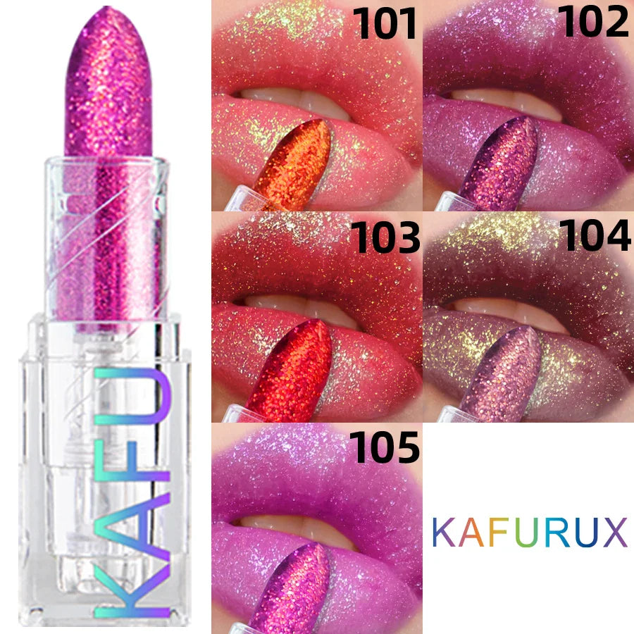 Multi-color Glitter Lipstick Beauty Girl Diamond Waterproof Lip Tint Long Lasting Shimmer Lip Makeup Red Rose Pearlescent  Lip Beauty Trend Shop
