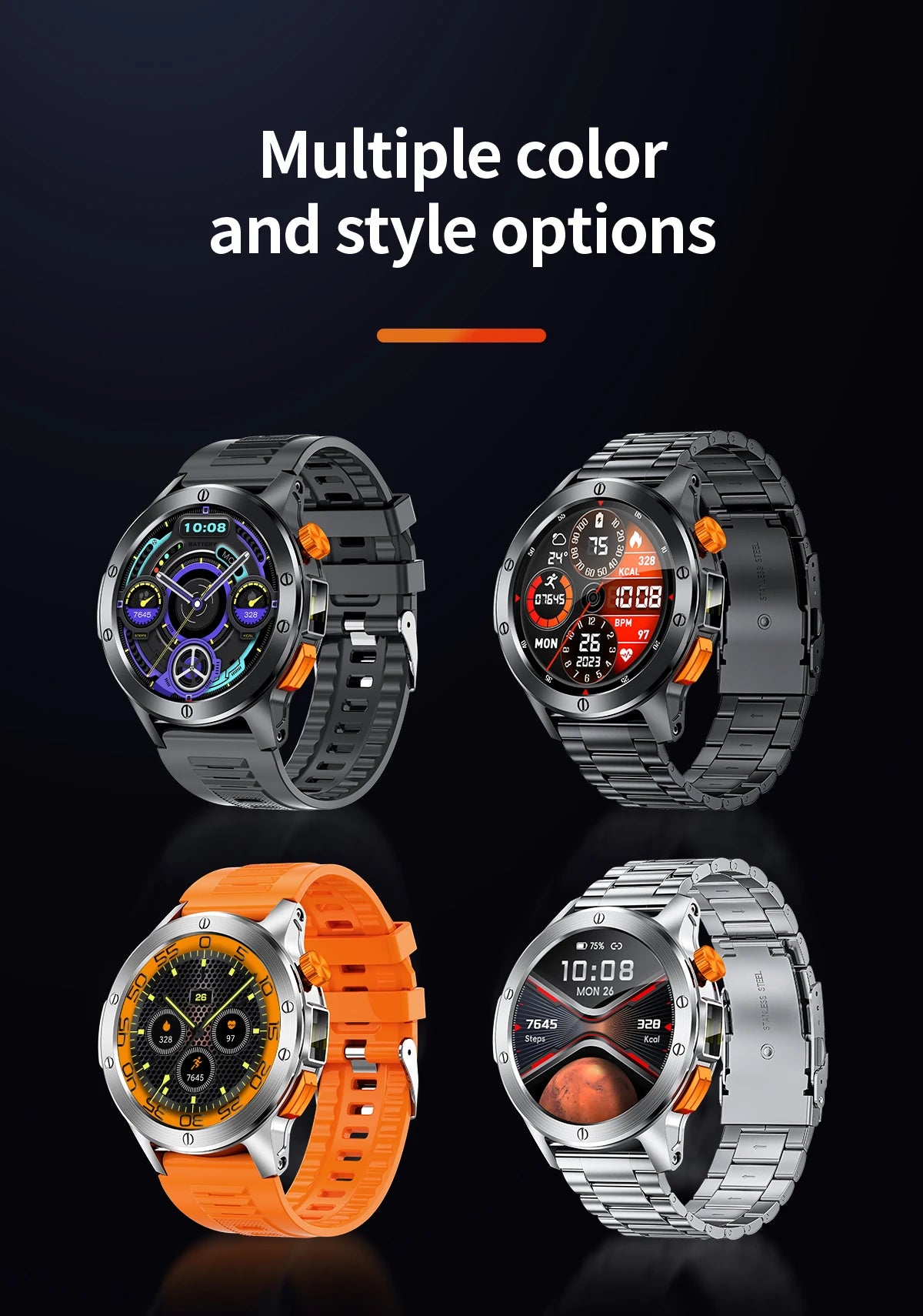 LIGE Fashion Smart Watch Men Voice Assistant Bluetooth Call Heart Rate Monitoring IP68 Waterproof LED Flashlight Men SmartWatch