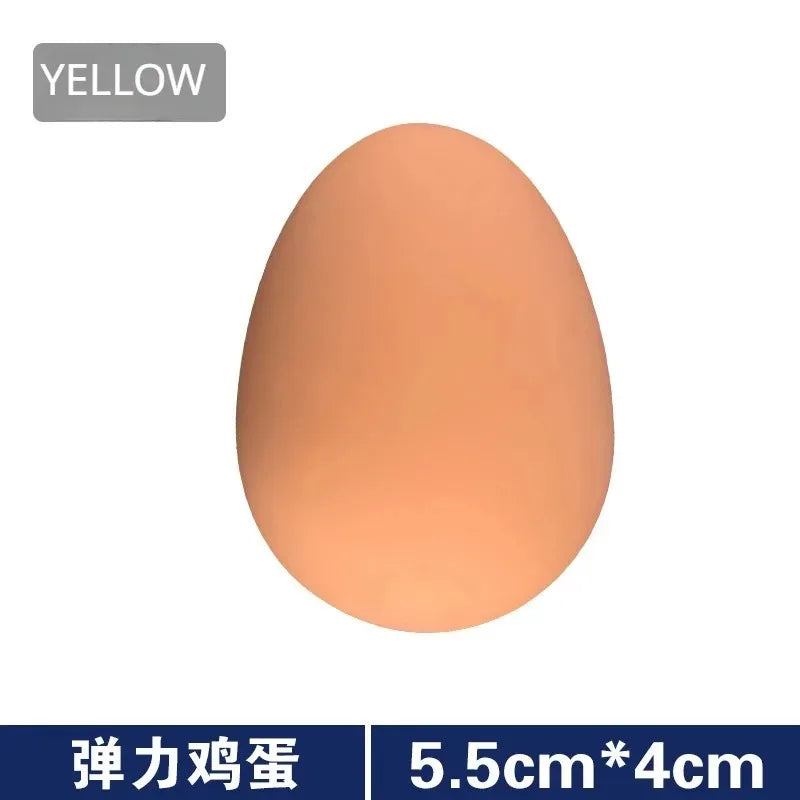 1 Pcs Novelty Bouncy Eggs Realistic Fake Rubber Bouncing BallsModel Farm Chicken Nesting Hen Hatching Egg Pet Toy Prank Joke Beauty World Shop