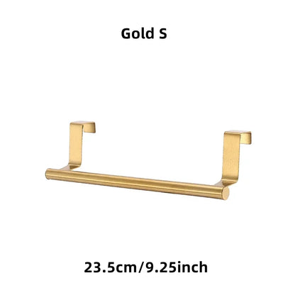 1Pcs Towel Rack Over Door Towel Bar Hanging Holder Stainless Steel Bathroom Kitchen Cabinet White Black Towel Rag Shelf Hanger Beauty World Shop