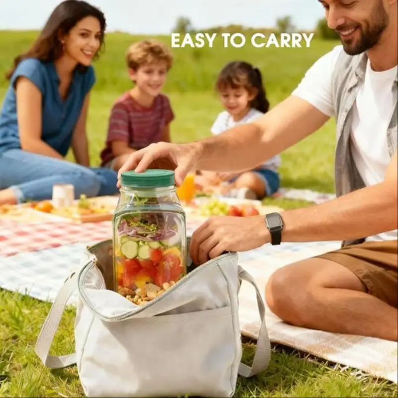 This Original Salad Pod is a portable salad container with a side-opening lid, perfect for home use and outdoor activities. Beauty World Shop