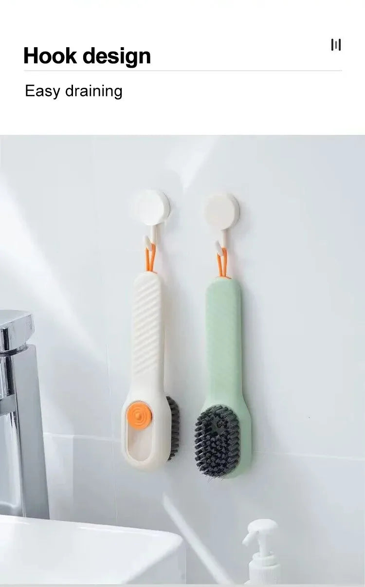 Multifunction Cleaning Shoe Brush Soft Automatic Liquid Shoe Brush Long Handle Clothes Soap Brush With Hook Clean Tool Beauty Fashion