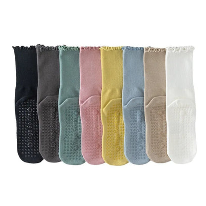 Yoga socks, boneless mid tube socks, sports anti slip thin fit, fitness Pilates combed cotton women's socks Beauty World Shop
