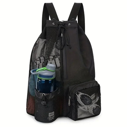 Swimming Bag Mesh Drawstring Backpack Convenient To Carry Beach Diving Backpack Wet Backpack Gym Sports Backpack Beauty World Shop