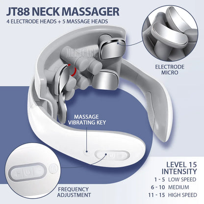 TENS Pulse Back Neck Massage Wireless Smart Sholder Cervical Massager Heating Muscle Punch Beating Health Care Tool