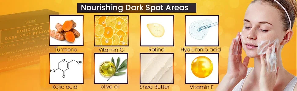 Kojic Acid Dark Spot Remover Whitening Soap Handmade Skin Care Deep Cleaning Moisturizing Cleansing Essential Soap Brighten Skin Beauty Trend Shop