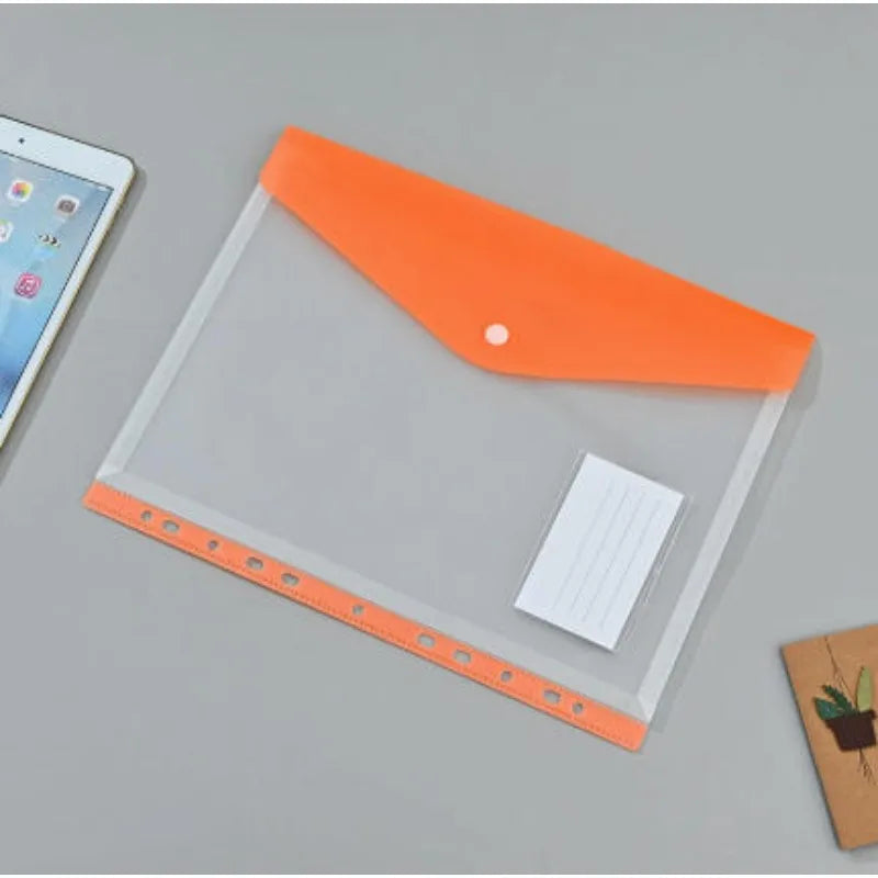 Pack of 6 A4 Plastic Covers with 11 Holes Adhesive Closure Compatible with 2/3/4 Rings for School And Office Supplies Beauty World Shop
