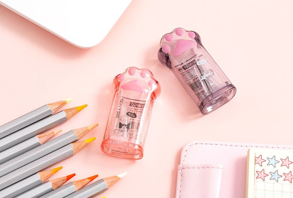 Kawaii Cat Paw Shaped Pencil Sharpener Stationery Kids Gift  Cute School Supplies  Korean Stationery Beauty World Shop