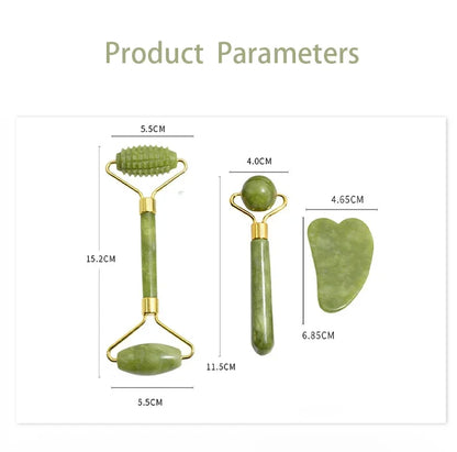 Natural Jade Roller Face Gua Sha Natural Stone Body Neck Massager Acupoint Eye Care Spa Massage Tools Massage Visage Lifting Beauty World Shop