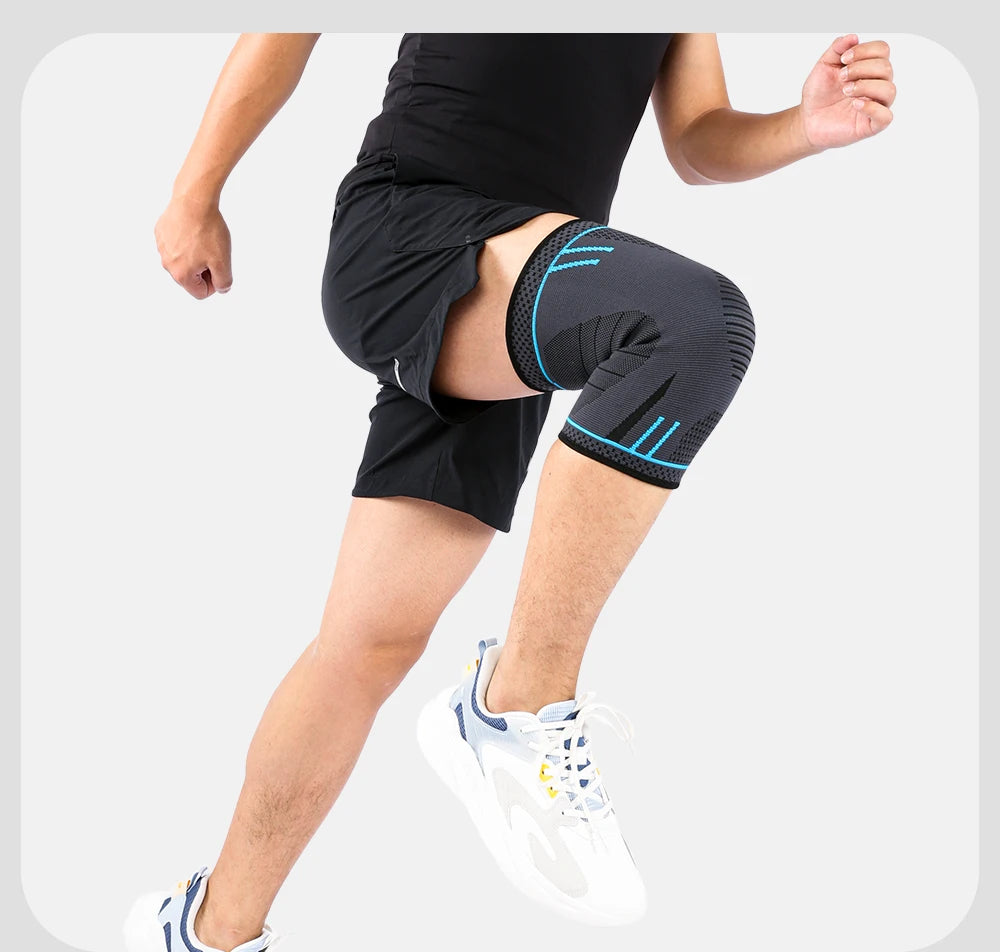 1 Pcs Compression Knee Support Sleeve Elastic Breathable Knee Pads Brace Springs Gym Sports Protector Basketball Volleyball Run Beauty World Shop