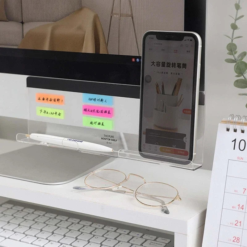 1Message Storage Board Under Computer Monitor，Office Desk Side Storage Rack Message Board Can Hold Phone Charging Memo Stickers Beauty World Shop