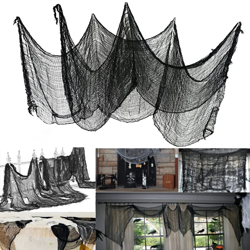Horror Halloween Party Decoration Haunted Houses Doorway Outdoors Decorations Black Creepy Cloth Scary Gauze Gothic Props Beauty World Shop