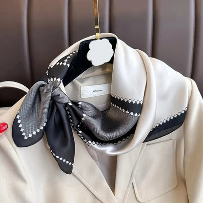 Luxury Silk Feeling Shawl Square Scarf Women Spring Hijab Fashion Wraps Neckerchief Female Hair Bands Ribbon Headband Bandana Beauty World Shop