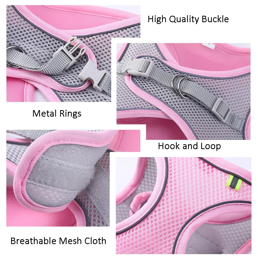 Cat Dog Harness Vest Chest Rope Set Reflective Breathable Adjustable Pet Harness for Small Medium Dogs Outdoor Walking Beauty World Shop