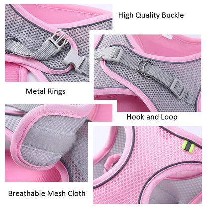 Cat Dog Harness Vest Chest Rope Set Reflective Breathable Adjustable Pet Harness for Small Medium Dogs Outdoor Walking Beauty World Shop