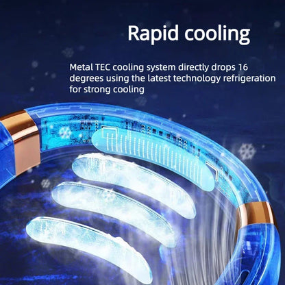JKUOO Portable Neck Fan,Hands Free Bladeless Fan with LED 4 Cooling Plate,Personal Fan 4000mAh Battery USB Rechargeable Beauty World Shop