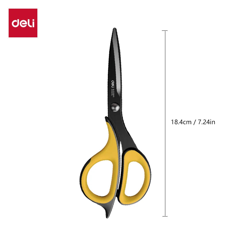 Deli-Stainless Steel Anti-Stick Scissors, Alloy Stationery, School Supplies, Office, Student, DIY, Hand Craft, 184mm Beauty World Shop