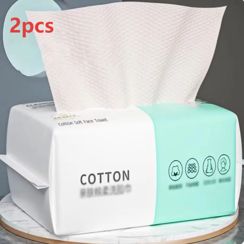 Reusable thickened face towel One pack of 100 pieces per pack Travel cleanser, wet and dry makeup remover, cotton soft fabric Beauty World Shop